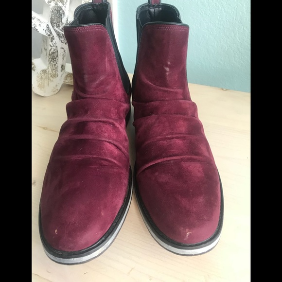 Guess Other - Guess faux suede boots in wine red color